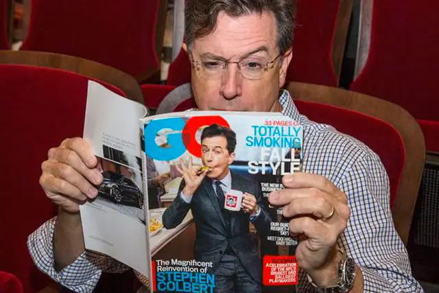 He only reads magazine that he's on the cover